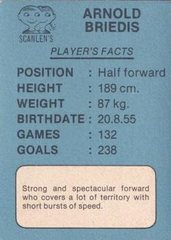 1981 Scanlens VFL #74 Arnold Briedis Back